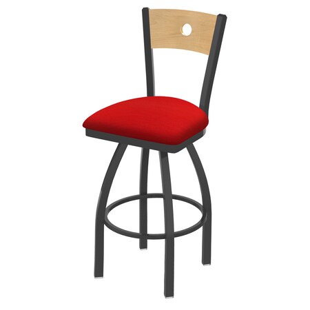 Holland Bar Stool Co 25" Swivel Counter Stool, Pewter Finish, Nat Back, Canter Red Seat 83025PWNatMplB011